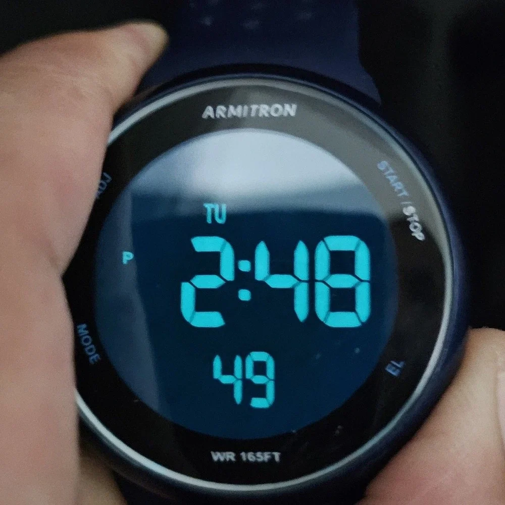 Armitron Digital Men's Watch 43MM Dark Blue‎ Case Dark Blue Gray Plastic Bands